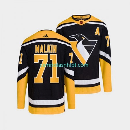 Camiseta Pittsburgh Penguins Evgeni Malkin 71 Adidas 2022-2023 Reverse Retro Preto Authentic - Homem